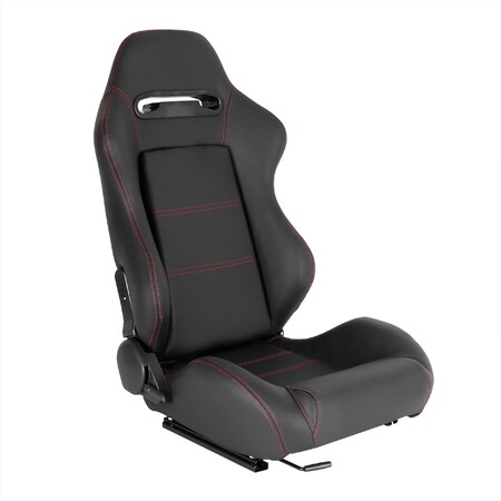 Spec-D Tuning Racing Seat - Black Pvc With Red Stitching - Right Side RS-2475R